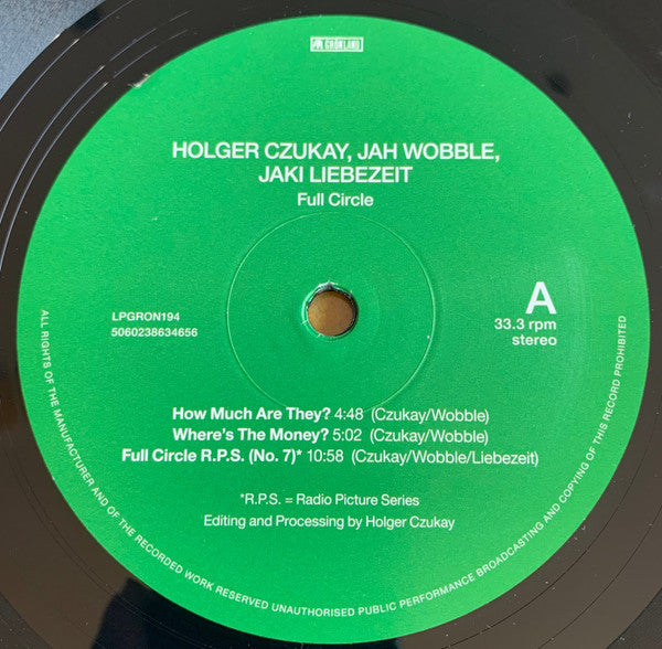 Holger Czukay, Jah Wobble, Jaki Liebezeit : Full Circle (LP, Album, RE)