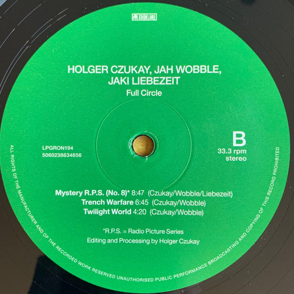 Holger Czukay, Jah Wobble, Jaki Liebezeit : Full Circle (LP, Album, RE)