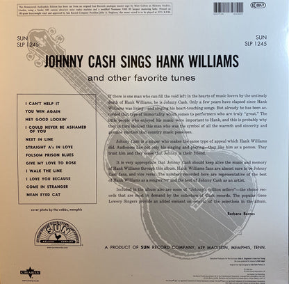 Johnny Cash : Johnny Cash Sings Hank Williams (LP, Album, Ltd, RE, Ora)