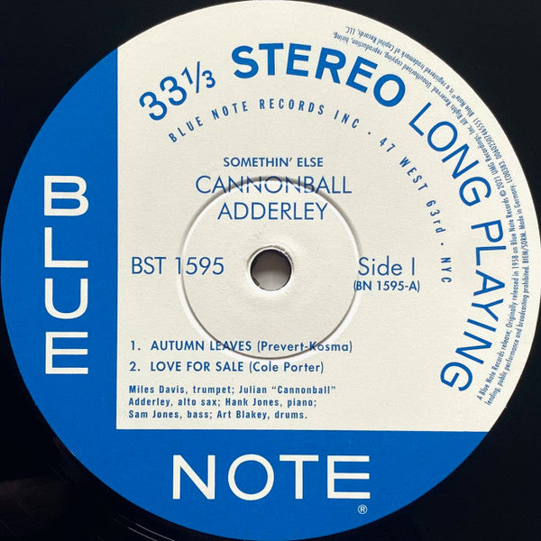 Cannonball Adderley : Somethin' Else (LP, Album, RE, 180)