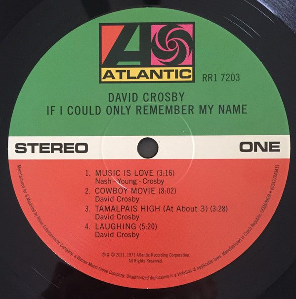 David Crosby : If I Could Only Remember My Name (LP, Album, RE, RM, Gat)