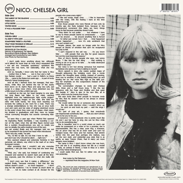 Nico (3) : Chelsea Girl (LP, Album, RE, 180)