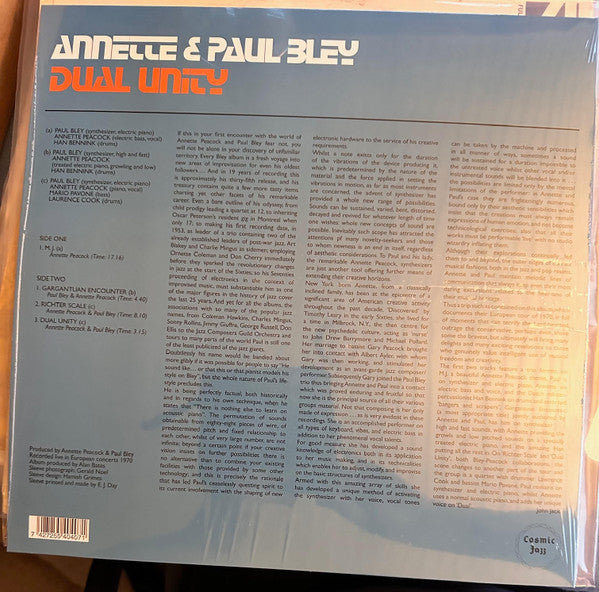 Annette Peacock, Paul Bley : Dual Unity (LP, RE, Lim)