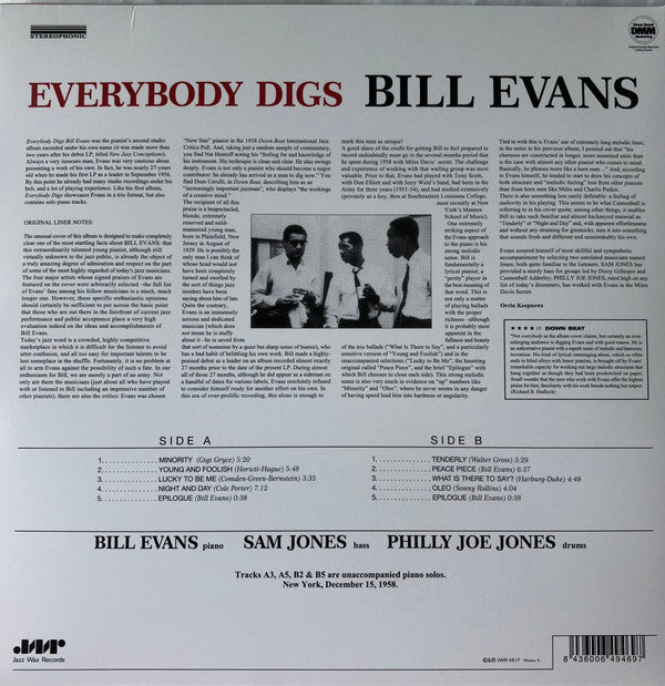 Bill Evans : Everybody Digs Bill Evans (LP, Album, Ltd, RE, RM, 180)