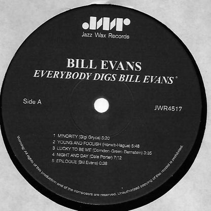 Bill Evans : Everybody Digs Bill Evans (LP, Album, Ltd, RE, RM, 180)