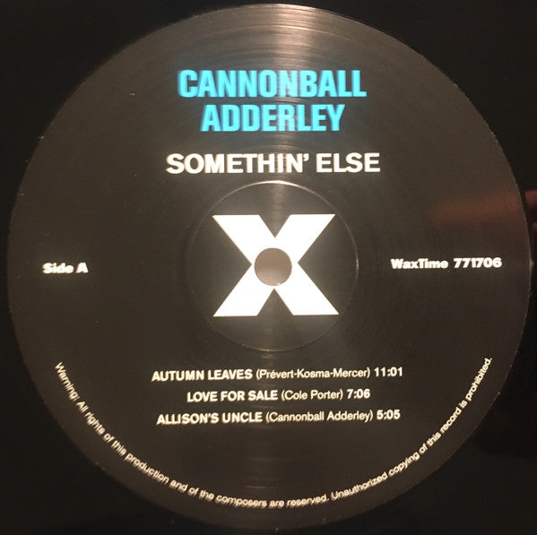 Cannonball Adderley : Somethin' Else (LP, Album, Ltd, RE, RM, 180)