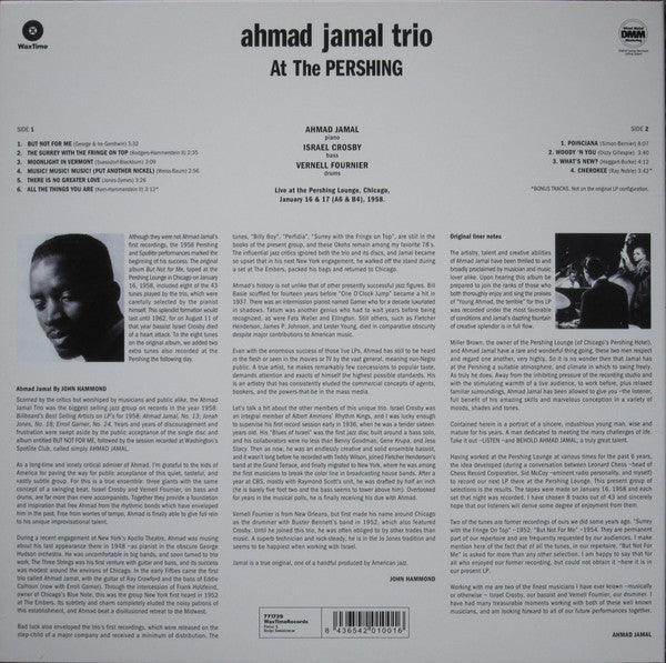 Ahmad Jamal Trio : Ahmad Jamal At The Pershing - But Not For Me (LP, Album, RE, RM, 180)