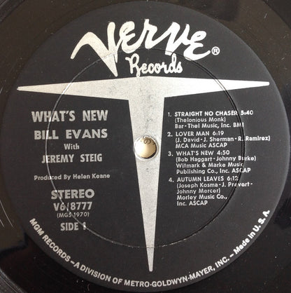 Bill Evans With Jeremy Steig : What's New (LP)